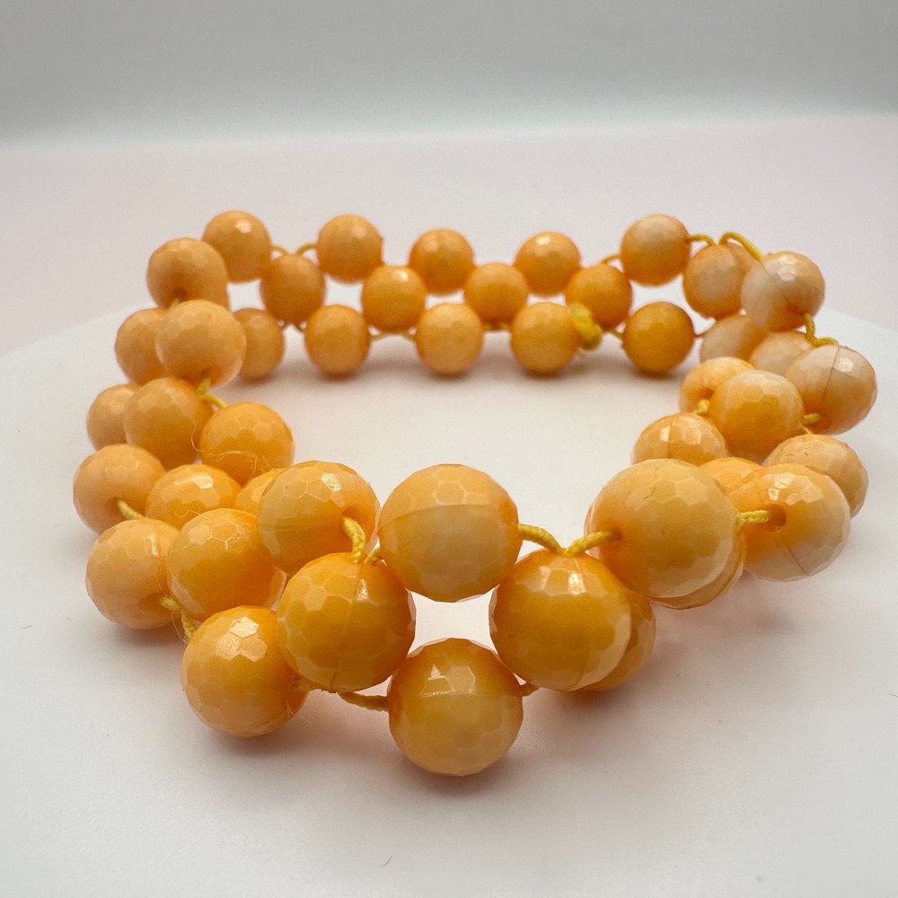 Vintage 90s Y2K Mustard Beaded Stretch Bracelet Jewelry Boho